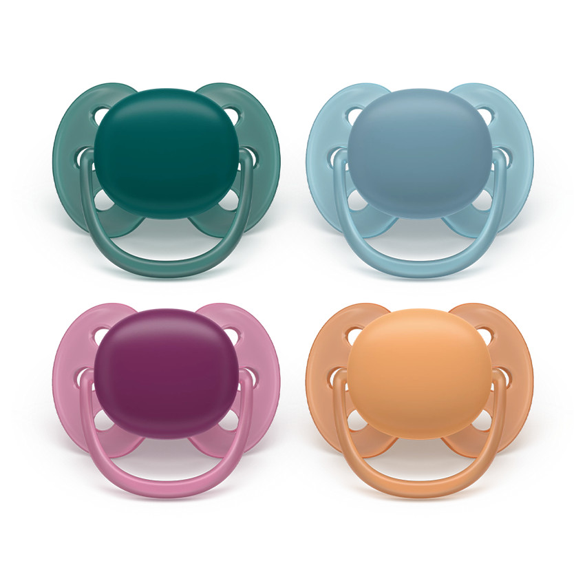 Lot de 2 sucettes silicone 18M+ Ultra Soft unies (lot aléatoire)