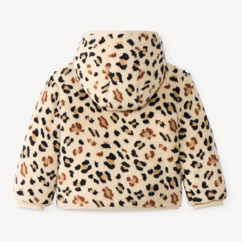 Veste fille en sherpa réversible motif léopard 