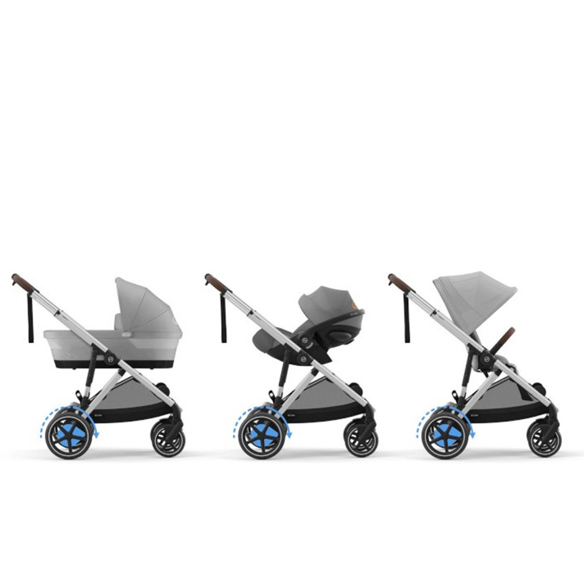 Poussette Gazelle S single/double - Châssis silver / Siège Stone Grey 