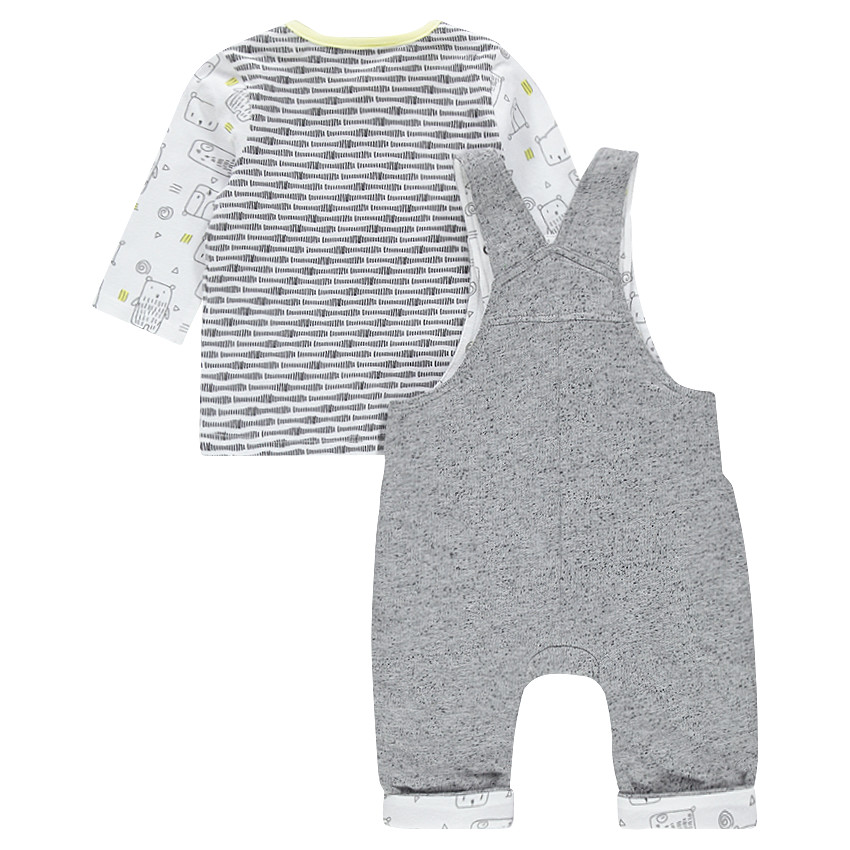 Ensemble tee-shirt manches longues et salopette en molleton 