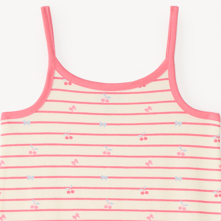 Chemise de nuit à bretelles style marinière imprimé cerises pour fille 