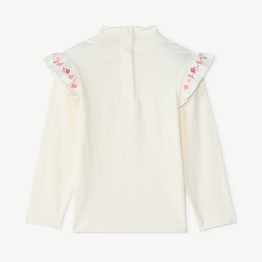 Sous-pull à col cheminé et manches volantées pour bébé fille 