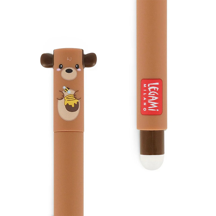 Stylo gel à encre rouge effaçable ours  