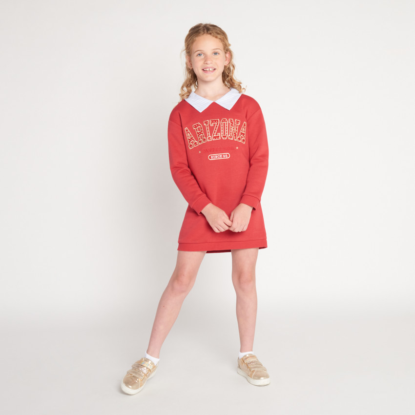 Robe en molleton fantaisie avec col chemise pour fille  