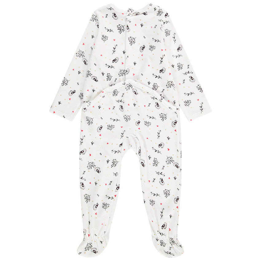 Dors-bien en velours imprimé fantaisie pour bébé fille avec ouvertures différentes selon l'âge 