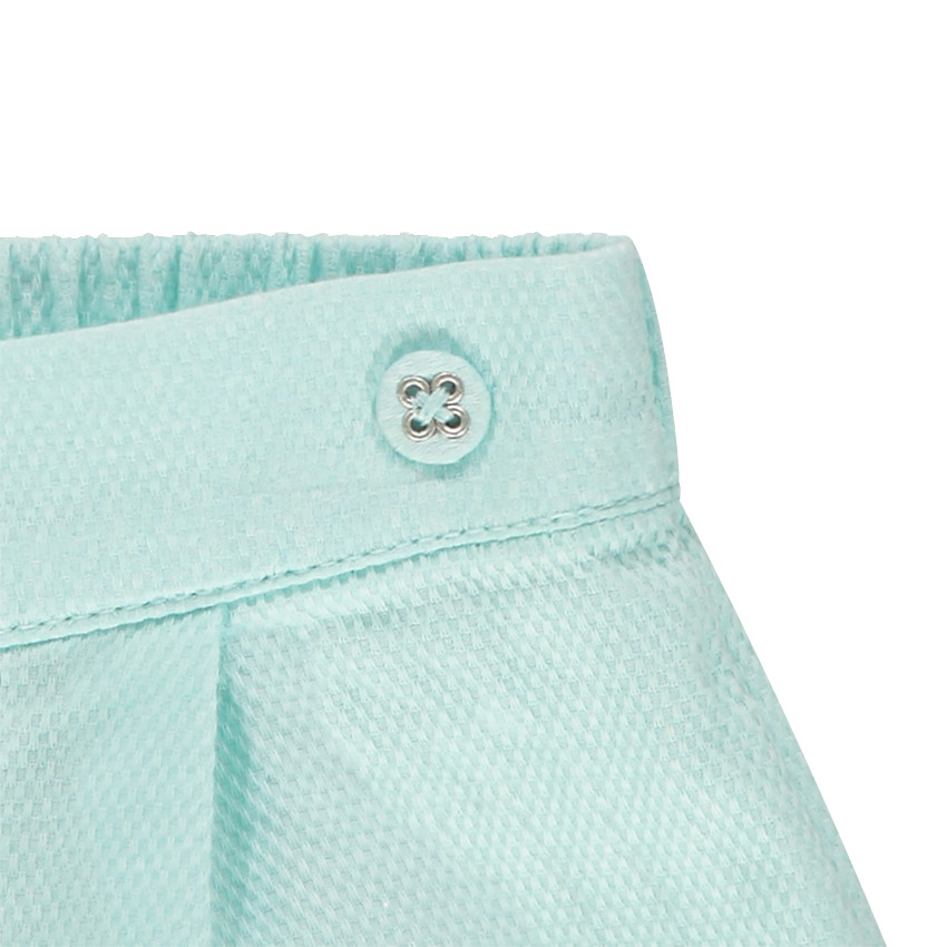 Short en coton fantaisie avec frise brodée sur les revers 