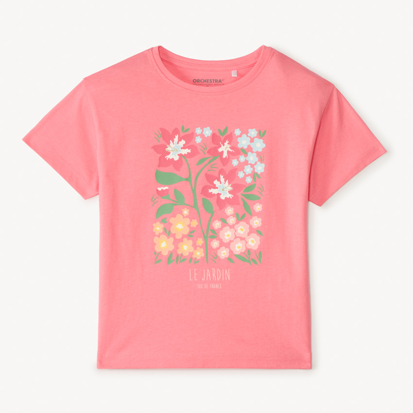 T-shirt manches courtes coupe oversize print fleuris pour fille 