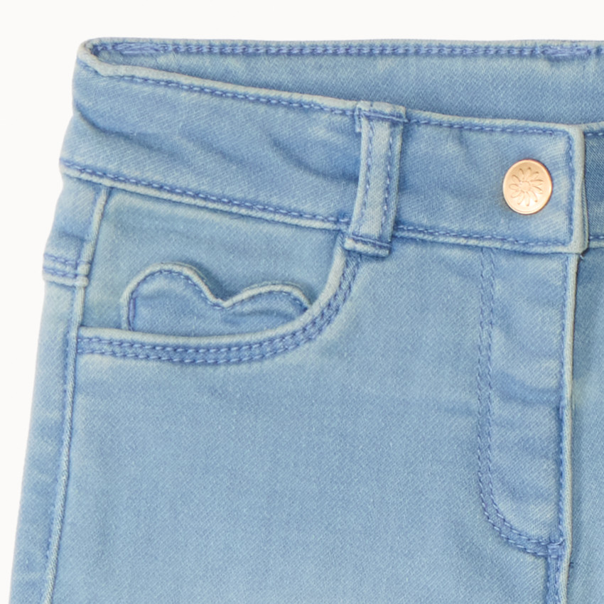 Short effet jean à poche cœur pour bébé fille 