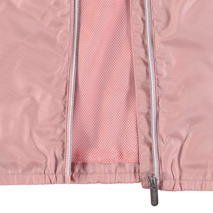 Coupe-vent rose/argenté à capuche doublé mesh 
