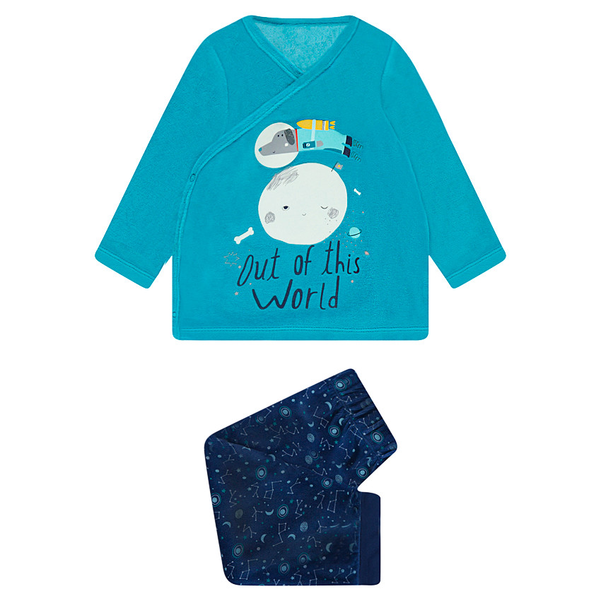 Pyjama en velours avec printe fantaisie et bas imprimé galaxie 