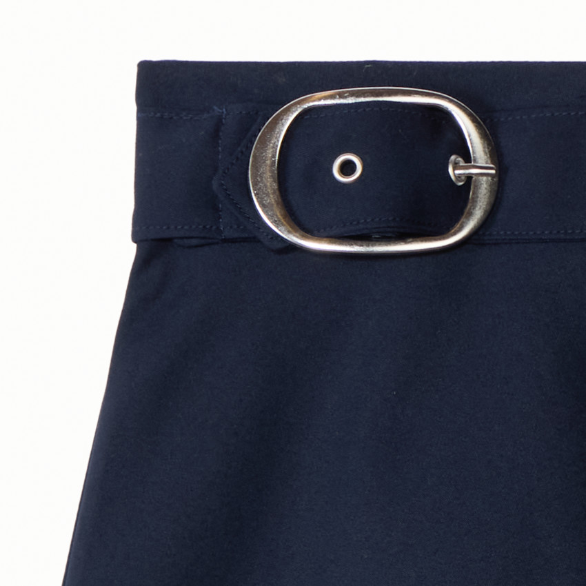 Jupe courte en toile avec ceinture décorative à boucle pour fille  