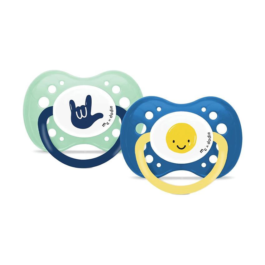 Lot de 2 sucettes anatomiques en silicone 18M+ Mathilde Cabanas bleu 