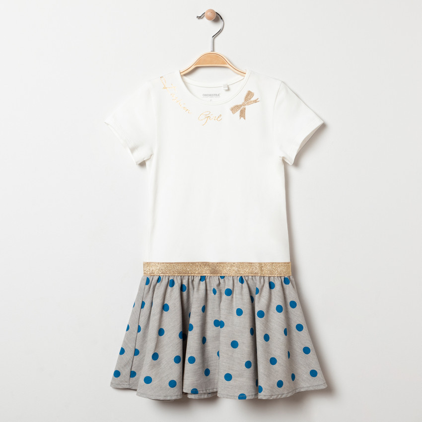 Robe en maille manches courtes effet 2-en-1 pour enfant fille 