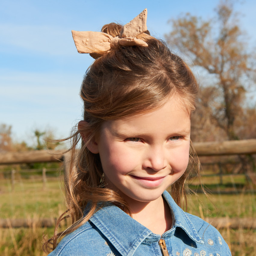 Lot de 2 chouchous à nœud en broderie anglaise pour fille 