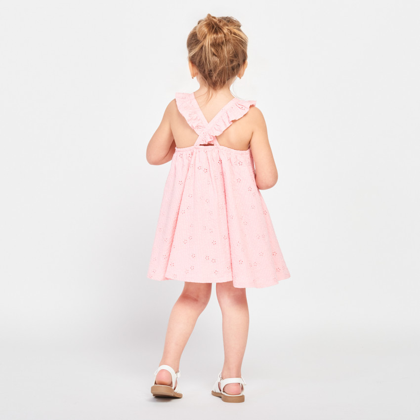 Robe dos croisé en broderie anglaise pour bébé fille 