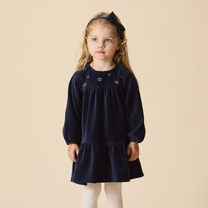 Robe de fete manches longues en velours cotele pour bebe fille Orchestra