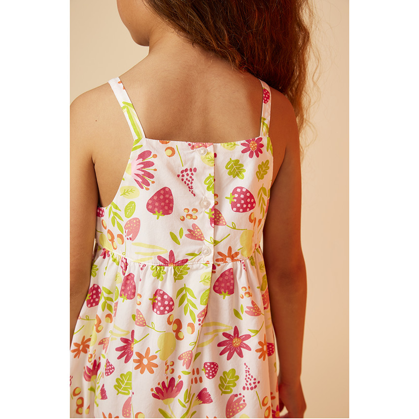 Robe à bretelles en crochet et voile imprimé fleurs pour fille 