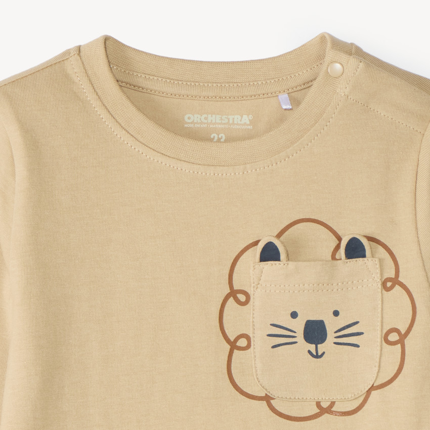 T-shirt manches longues bébé garçon avec poche ludique 