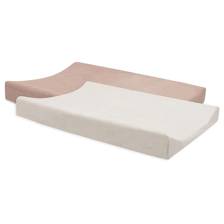 Housse matelas à langer éponge - Rose sauvage/Ivoire - 50x70 cm - 2 Pcs 