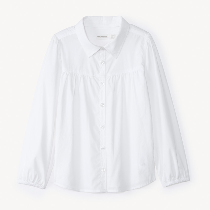Chemisier Manches Longues En Coton Pour Bébé Fille - Blanc, Col Rond, Volants Et Dentelle - Taille 6 Mois à 5 Ans