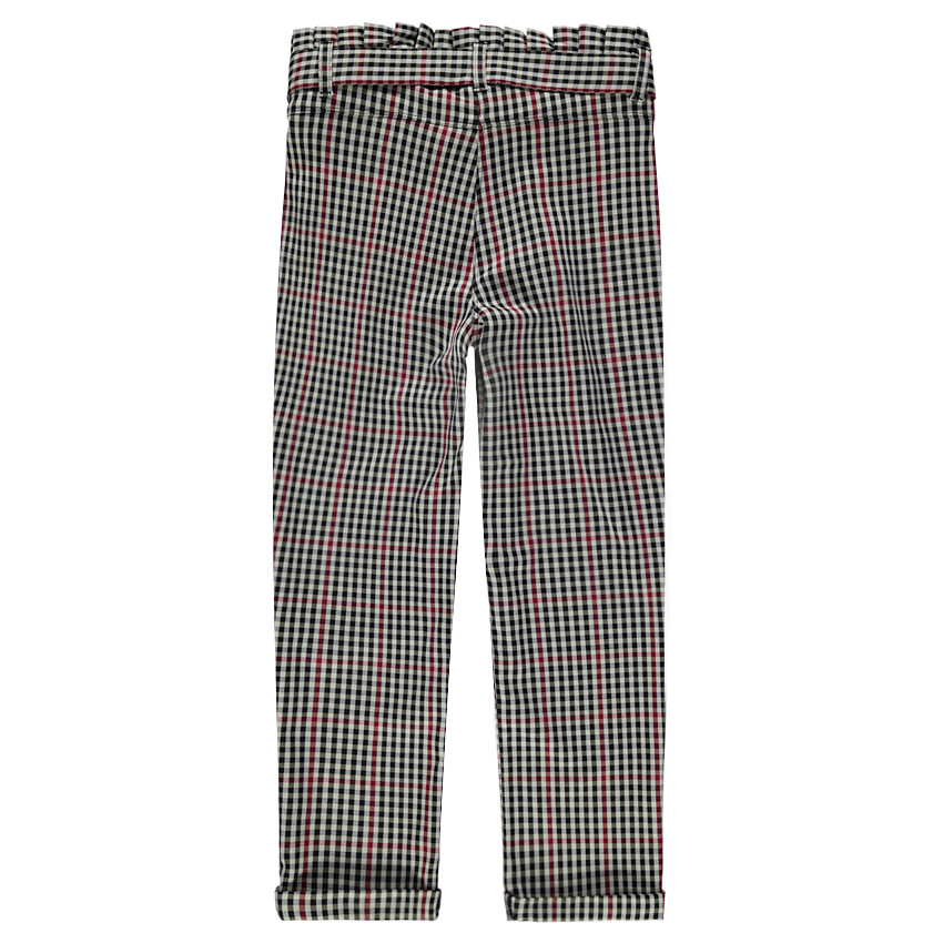 Junior - Pantalon à carreaux vichy avec ceinture à nouer 