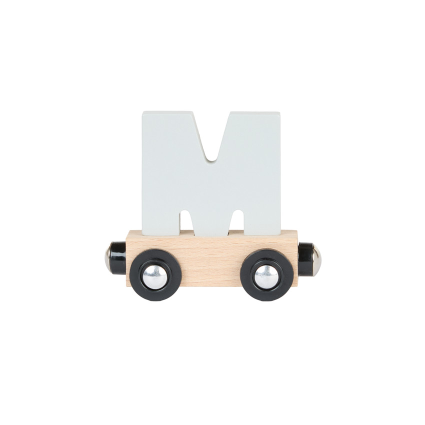 Lettre "M" wagon en bois - gris 