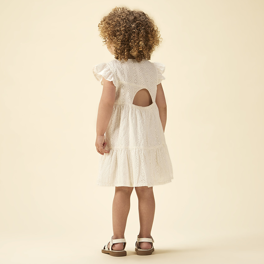 Robe manches courtes en broderie anglaise pour bébé fille 
