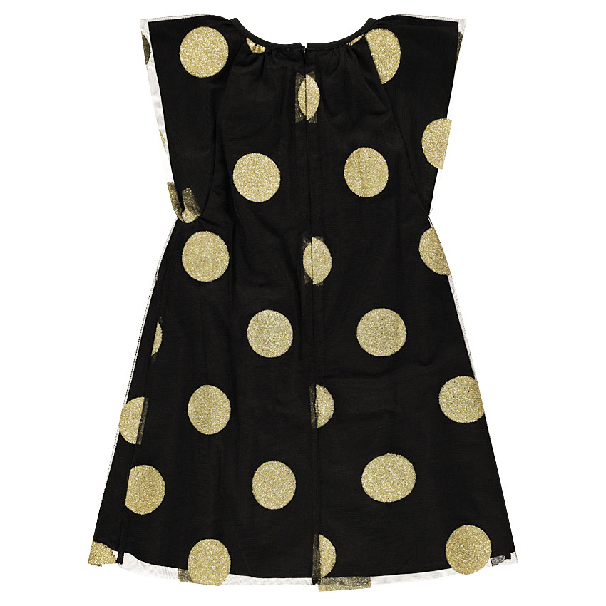 Robe de fête sans manches en tulle avec pois pailletés  