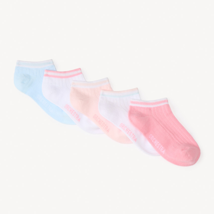 Lot de 5 paires de chaussettes courtes côtelées pour fille