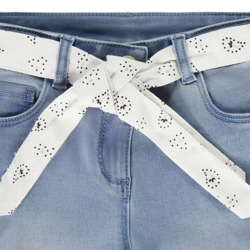Jean slim avec ceinture imprimée à nouer pour fille 