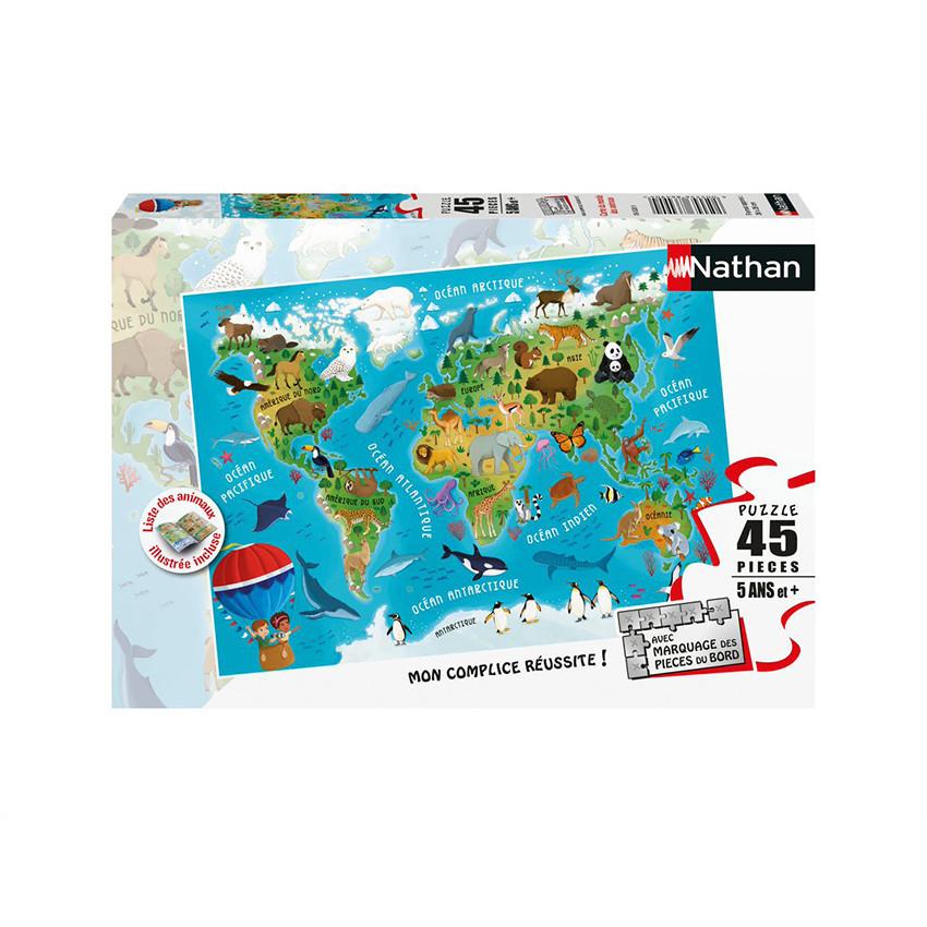 Puzzle 45 Pièces Carte Du Monde Des Animaux Nathan 
