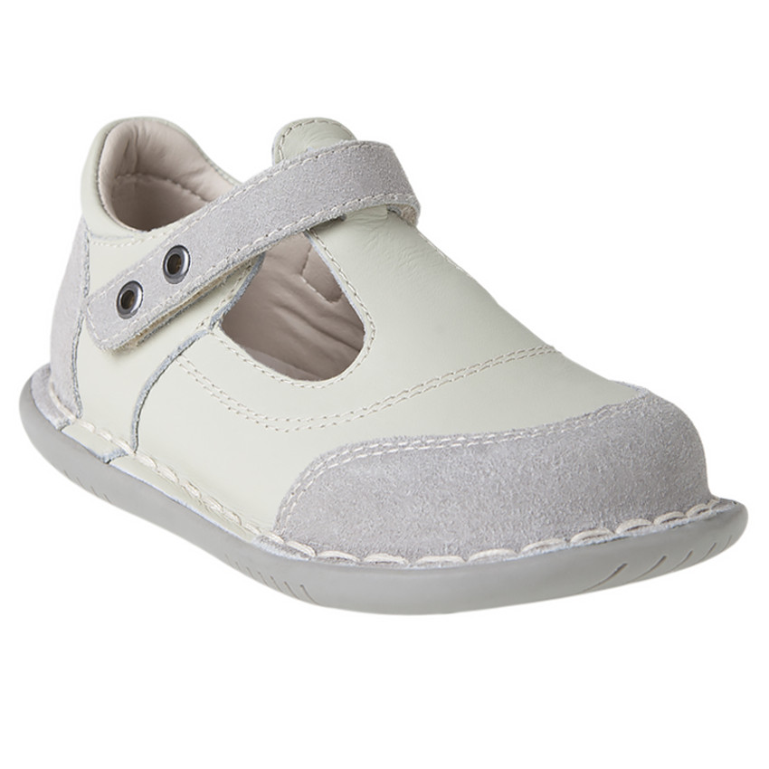 Salomés en cuir bi-matière à scratch du 28 au 35  