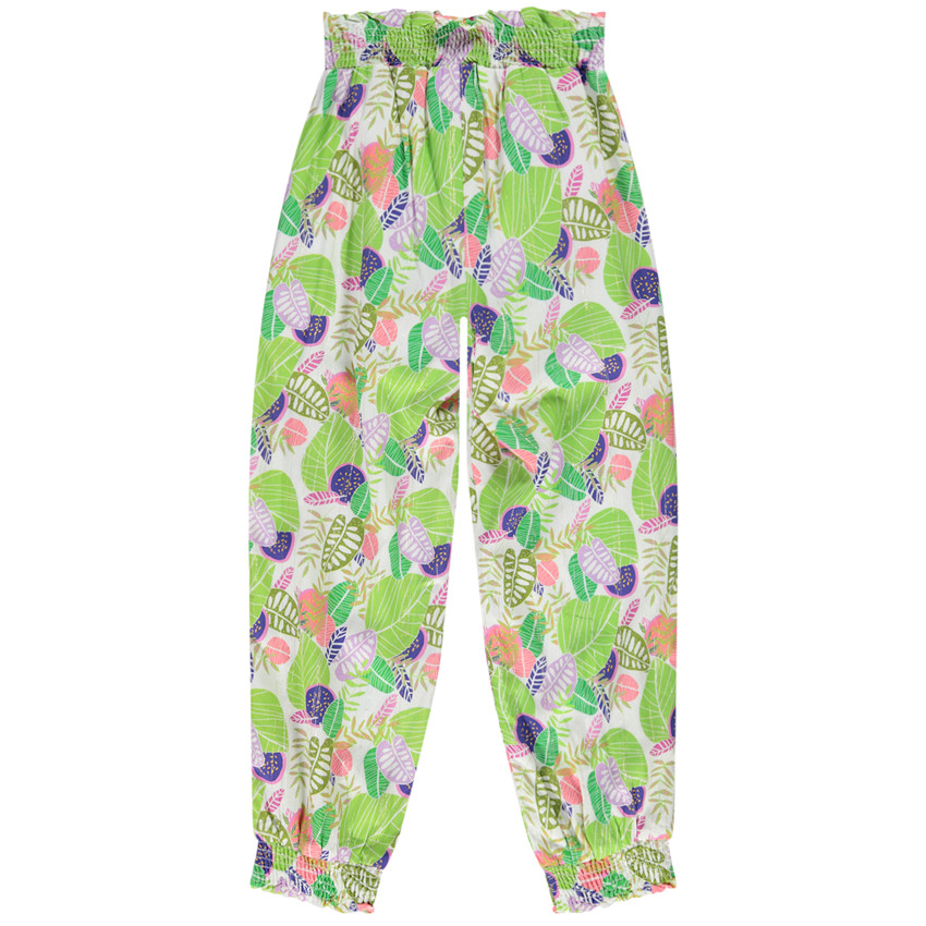 Pantalon large imprimé tropical pour fille 