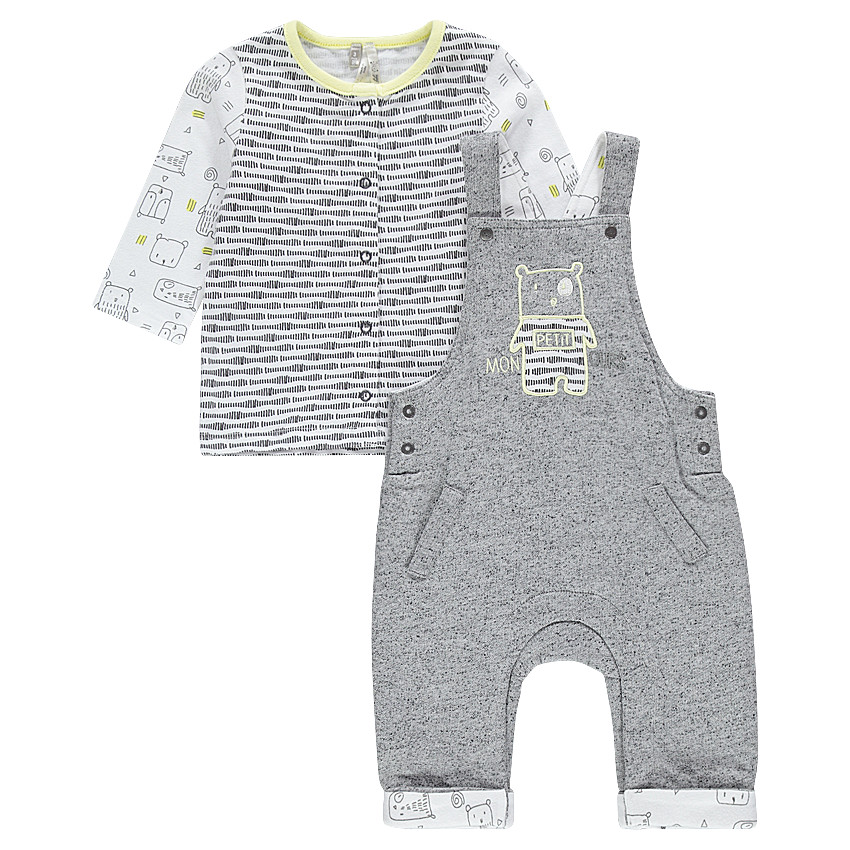 Ensemble tee-shirt manches longues et salopette en molleton 