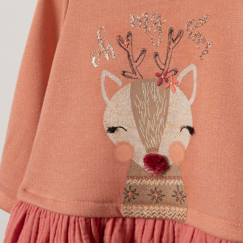 Robe effet 2 en 1 à animaux printés et broderies 