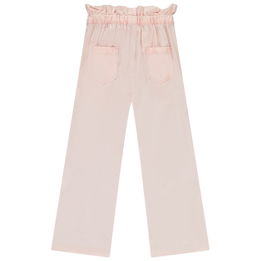 Pantalon large coupe paper bag avec nœud pour fille 