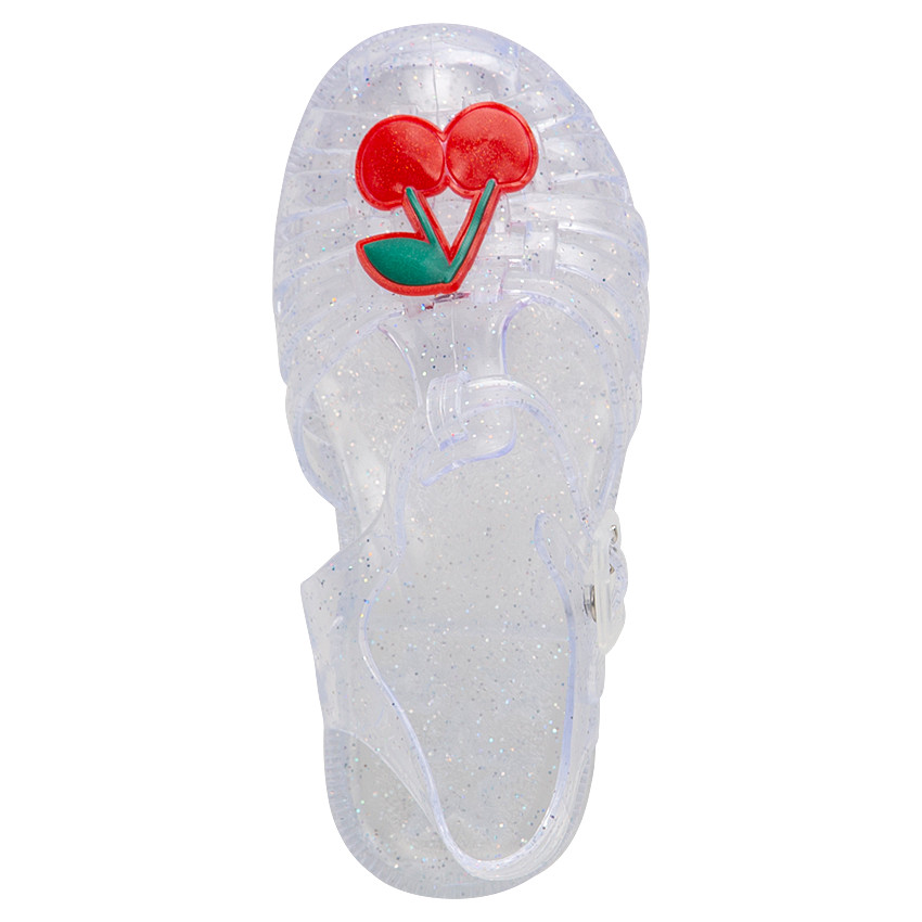 Chaussures de plage transparentes à paillettes avec cerise plastifiée du 24 au 29 