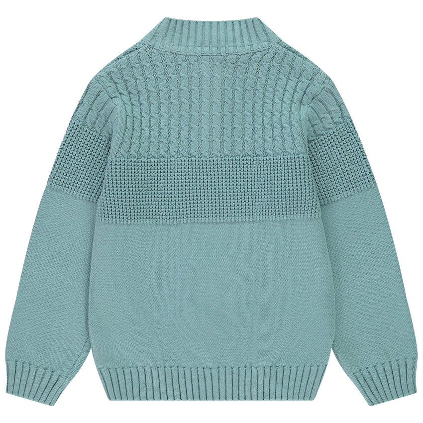 Pull en tricot fantaisie à col montant et boutons pour garçon 