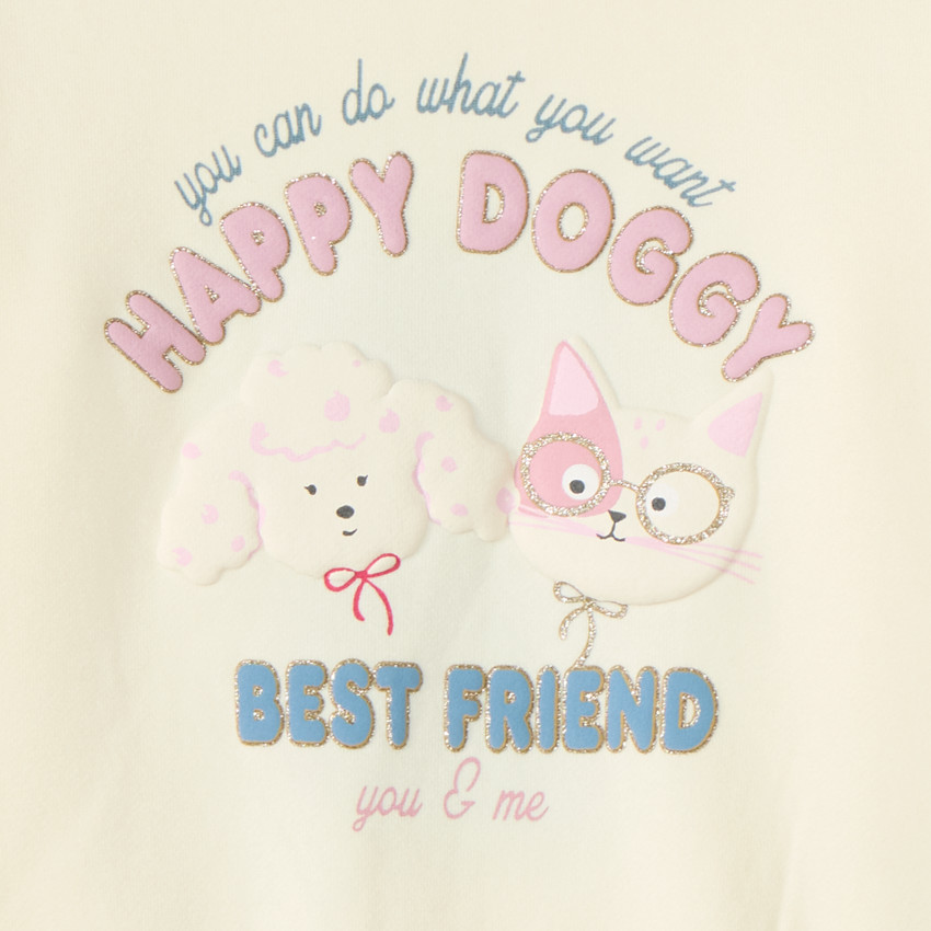 Sweat bébé fille oversize print chien et chat 
