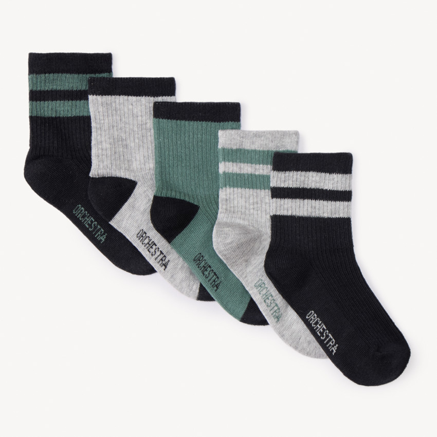 Lot de 5 paires de chaussettes côtelées pour garçon