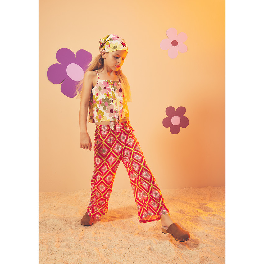 Bandana imprimé fleurs rétros pour fille 