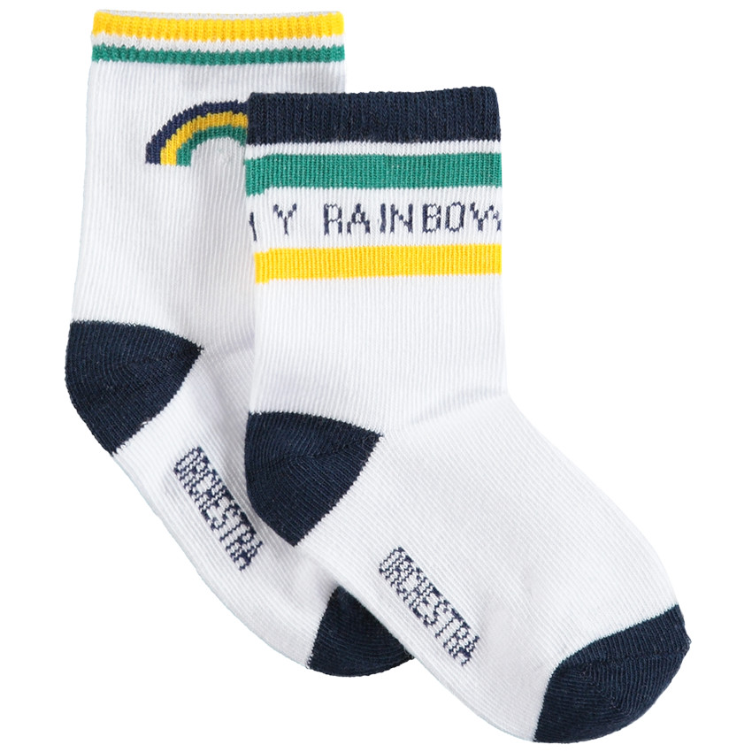 Lot de 2 paires de chaussettes assorties avec motifs en jacquard arc-en-ciel 