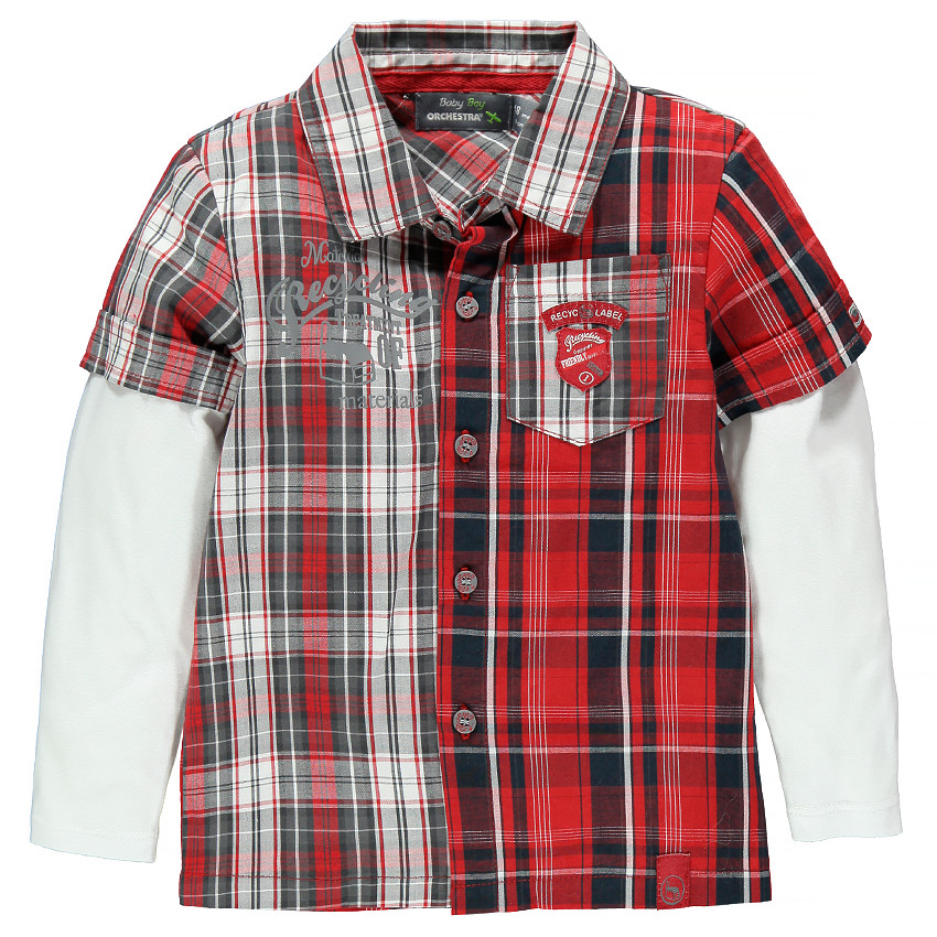 Chemise manches courtes à carreaux effet bicolore  