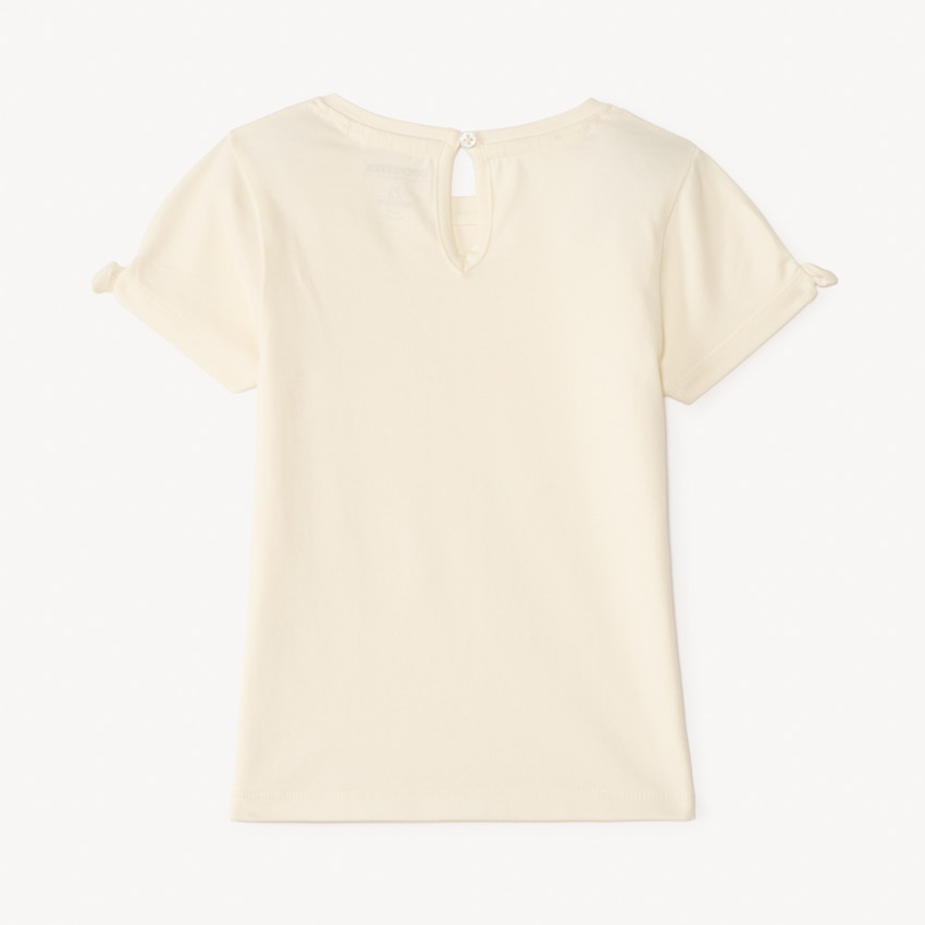 T-shirt manches courtes uni print lapin pour bébé fille 