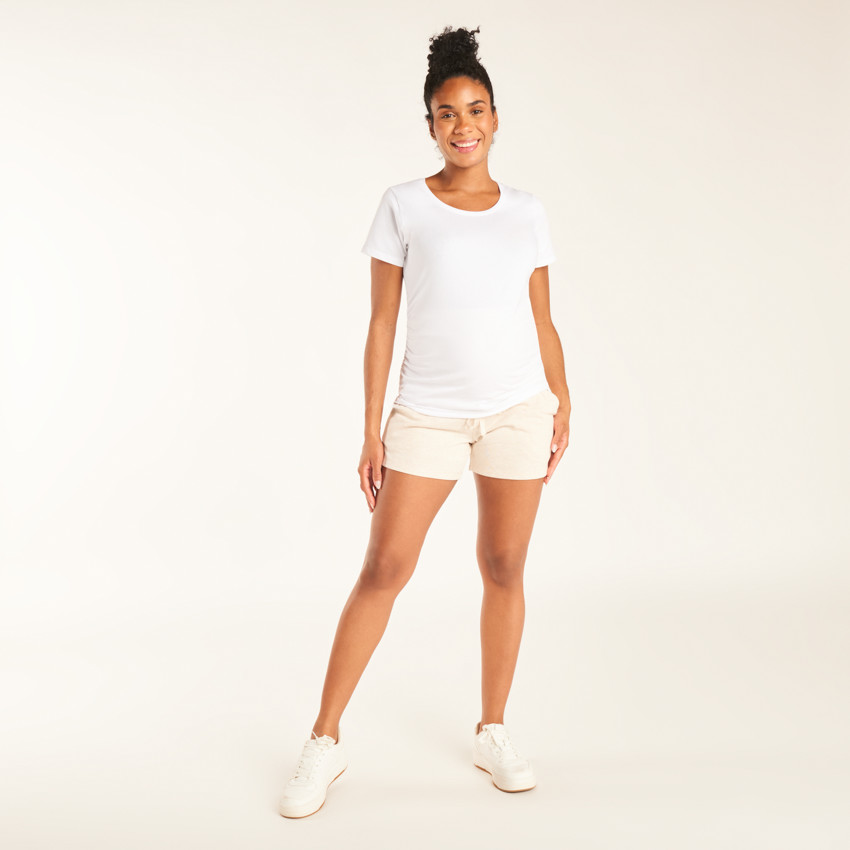 Short en molleton de grossesse avec bandeau haut uni 