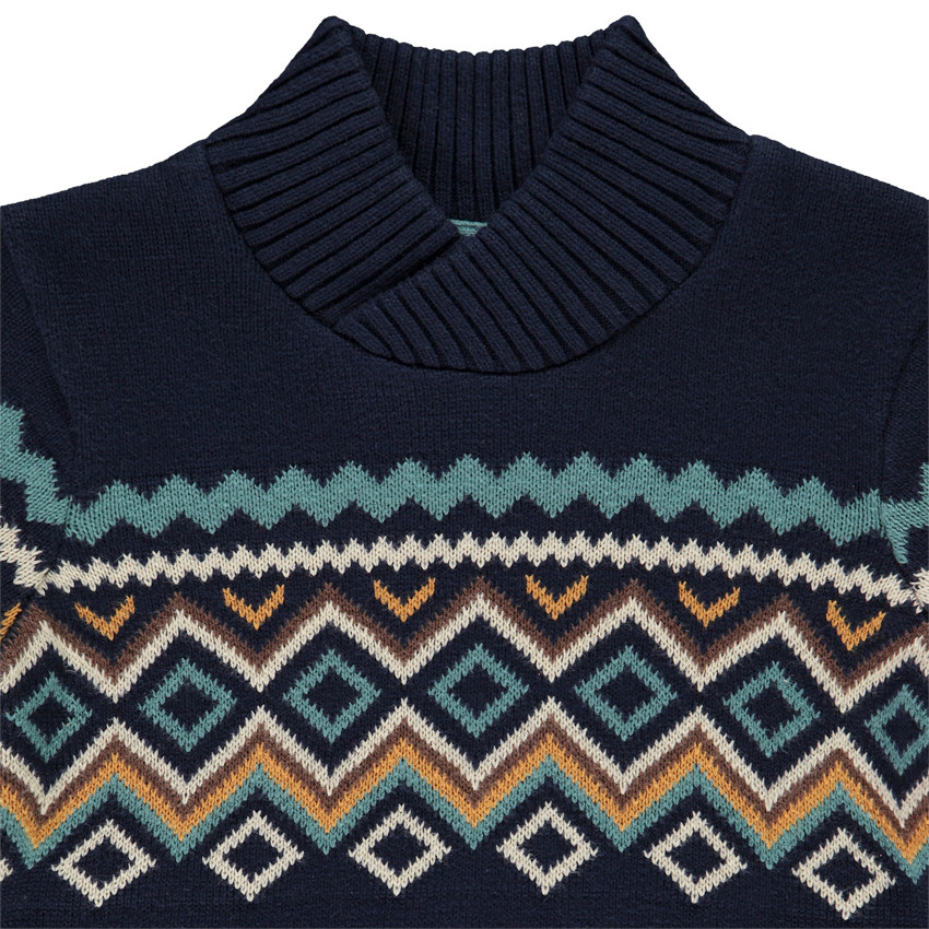 Pull en tricot avec col croisé et motif en jacquard pour garçon Main Pull en tricot avec col croisé et motif en jacquard pour garçon