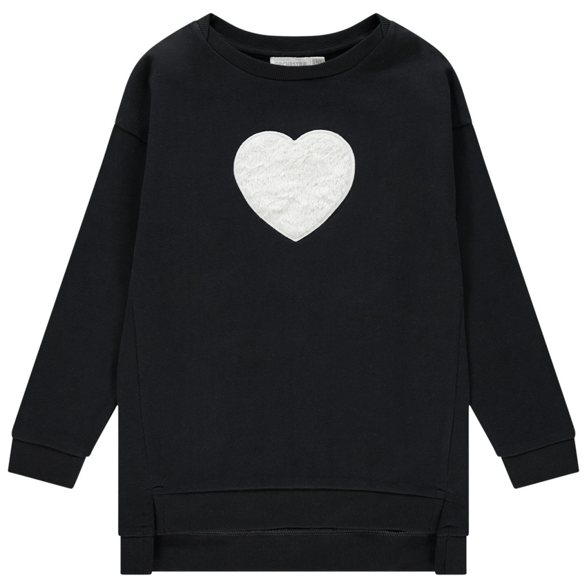 Sweat long en molleton avec coeur en sherpa 