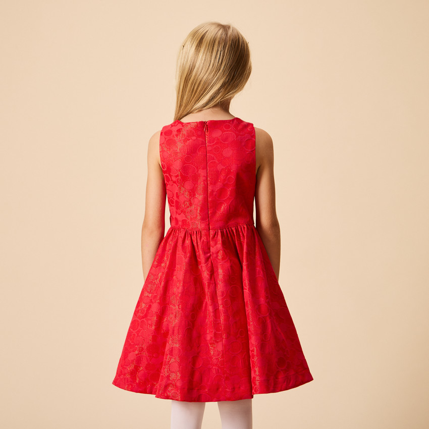 Robe de fête sans manches motifs jacquard irisés pour fille 