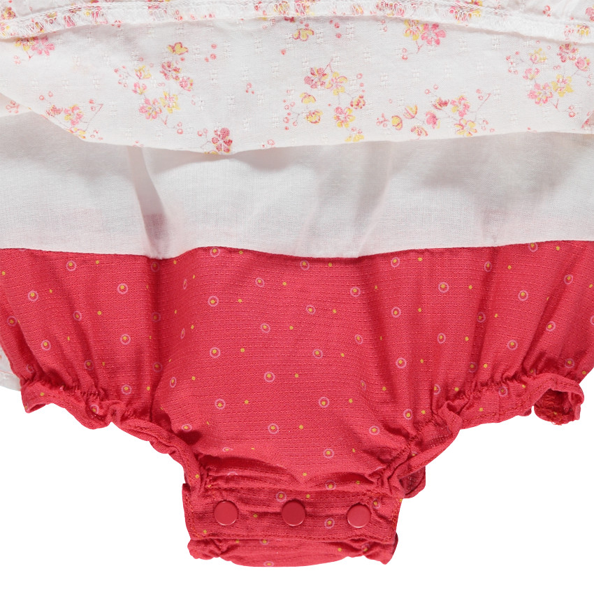 Combinaison fleurie avec patchs oiseau 