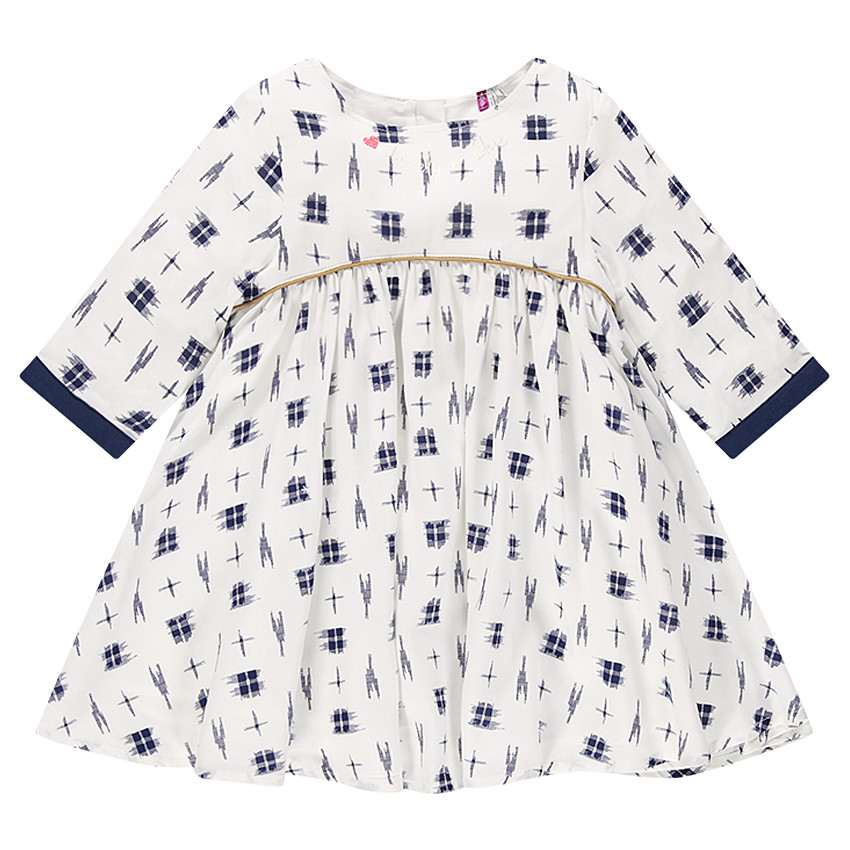 Robe fluide manches 3/4 imprimée fantaisie 